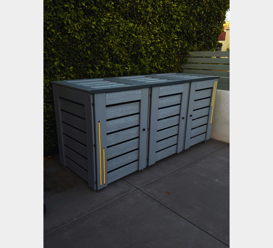 PVC-LED / Trash Can Enclosure for 3 Bins
