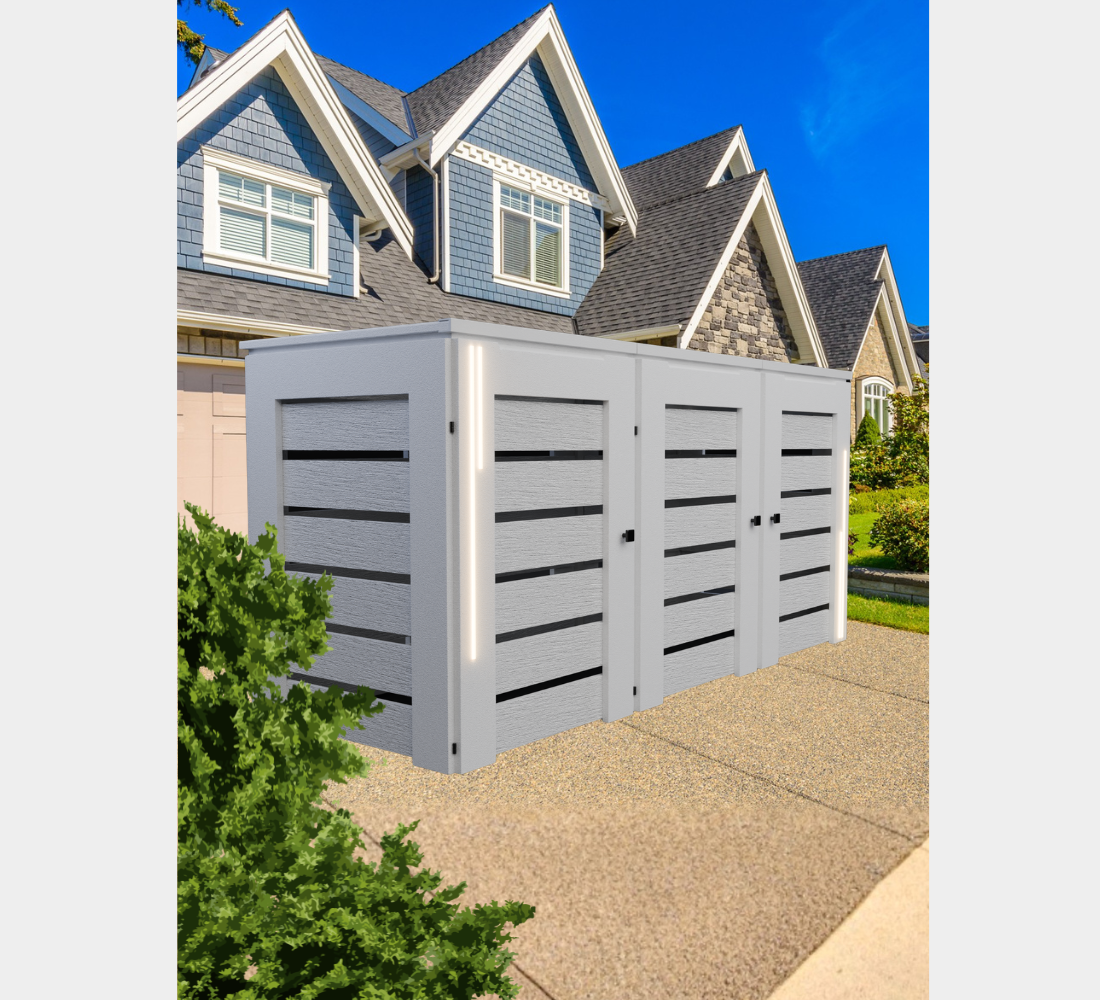 PVC-LED / Trash Can Enclosure for 3 Bins