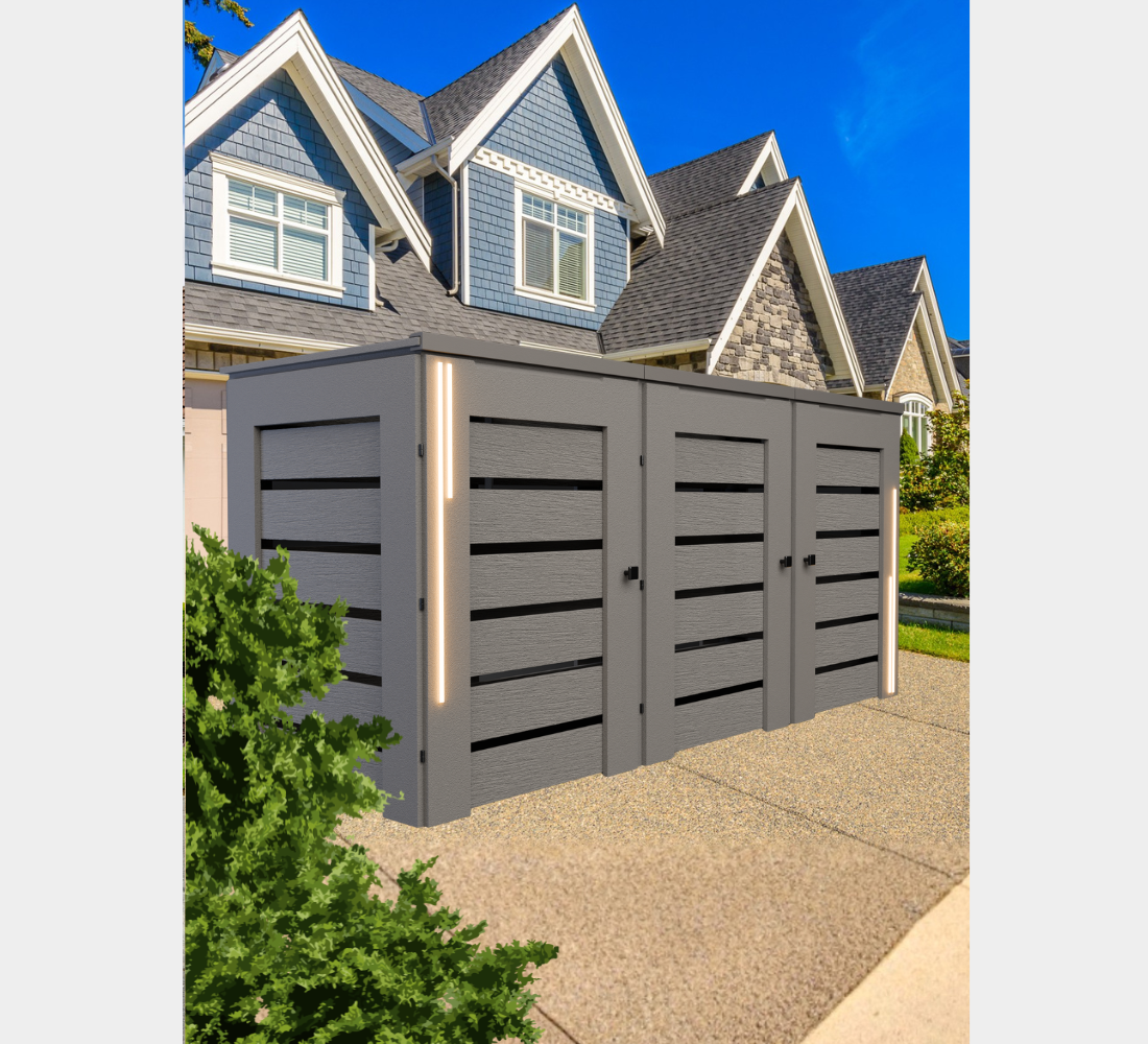 PVC-LED / Trash Can Enclosure for 3 Bins