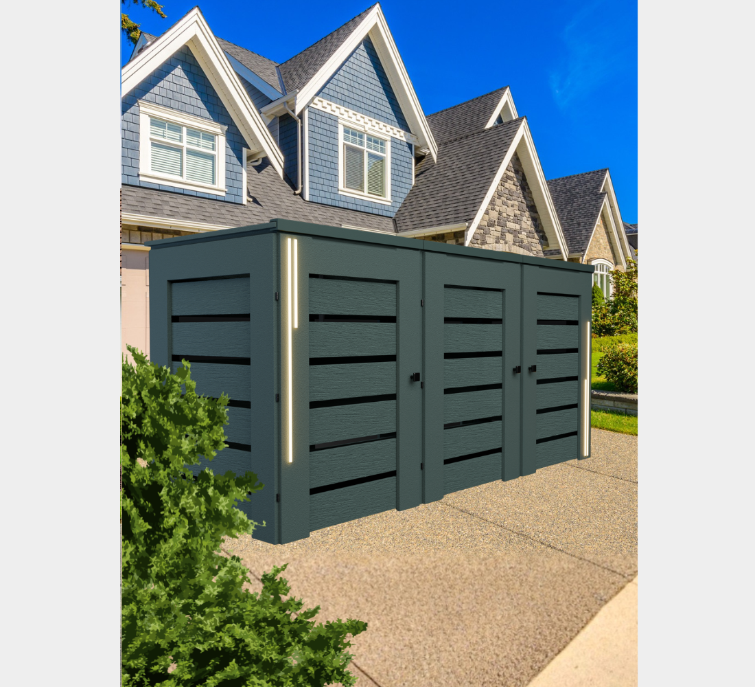 PVC-LED / Trash Can Enclosure for 3 Bins