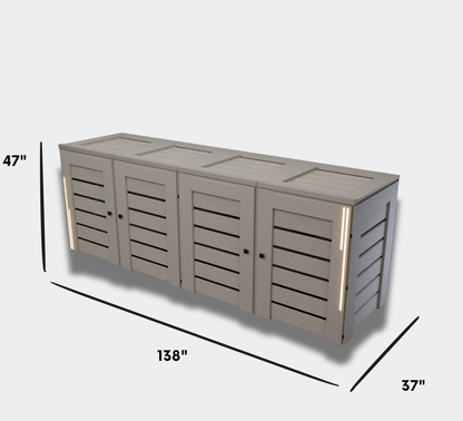 PVC-LED / Trash Can Enclosure for 4 Bins