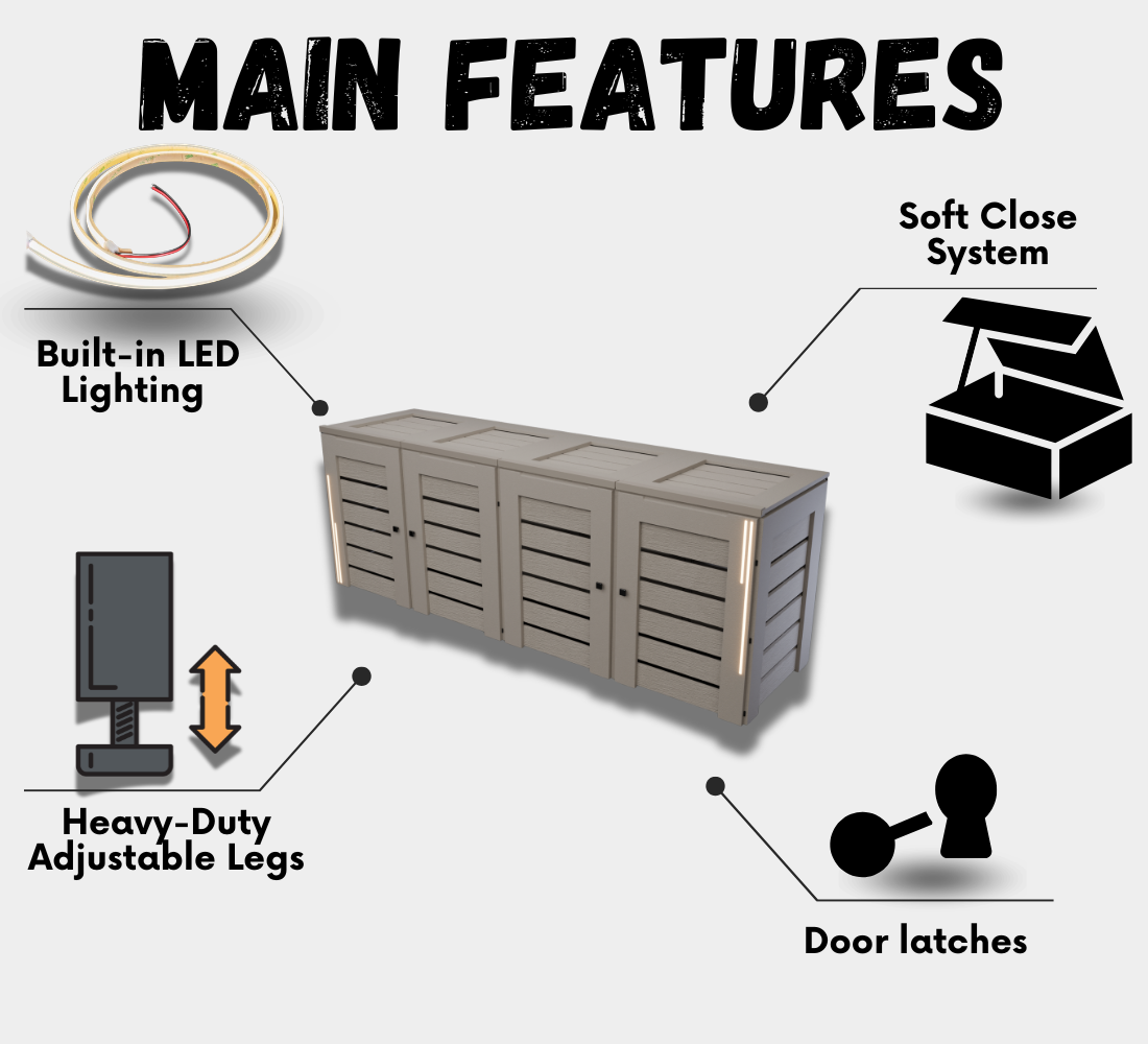 PVC-LED / Trash Can Enclosure for 4 Bins