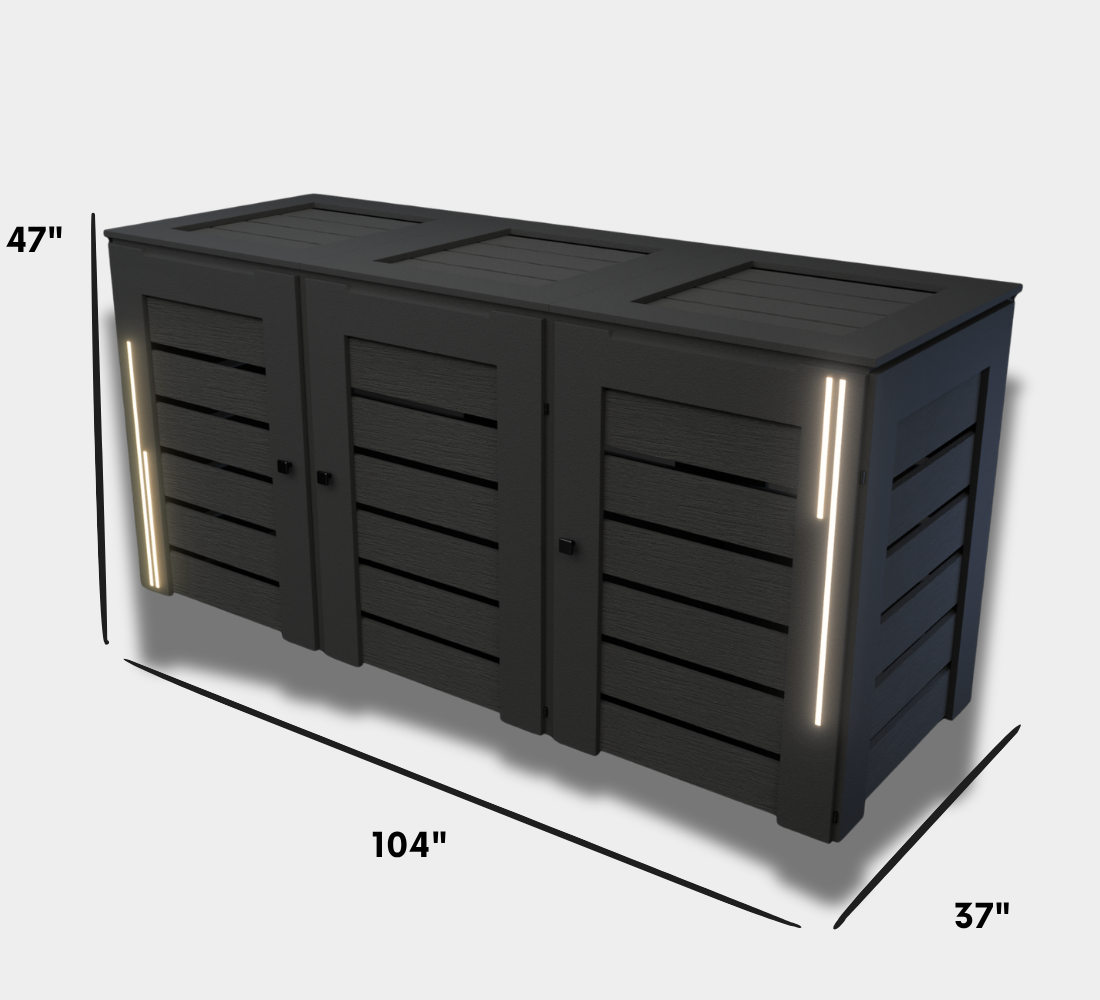 PVC-LED / Trash Can Enclosure for 3 Bins