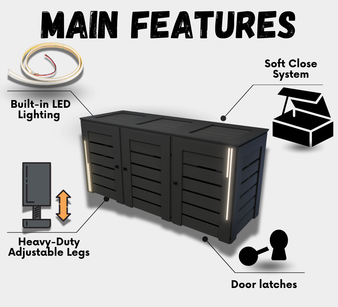 PVC-LED / Trash Can Enclosure for 3 Bins