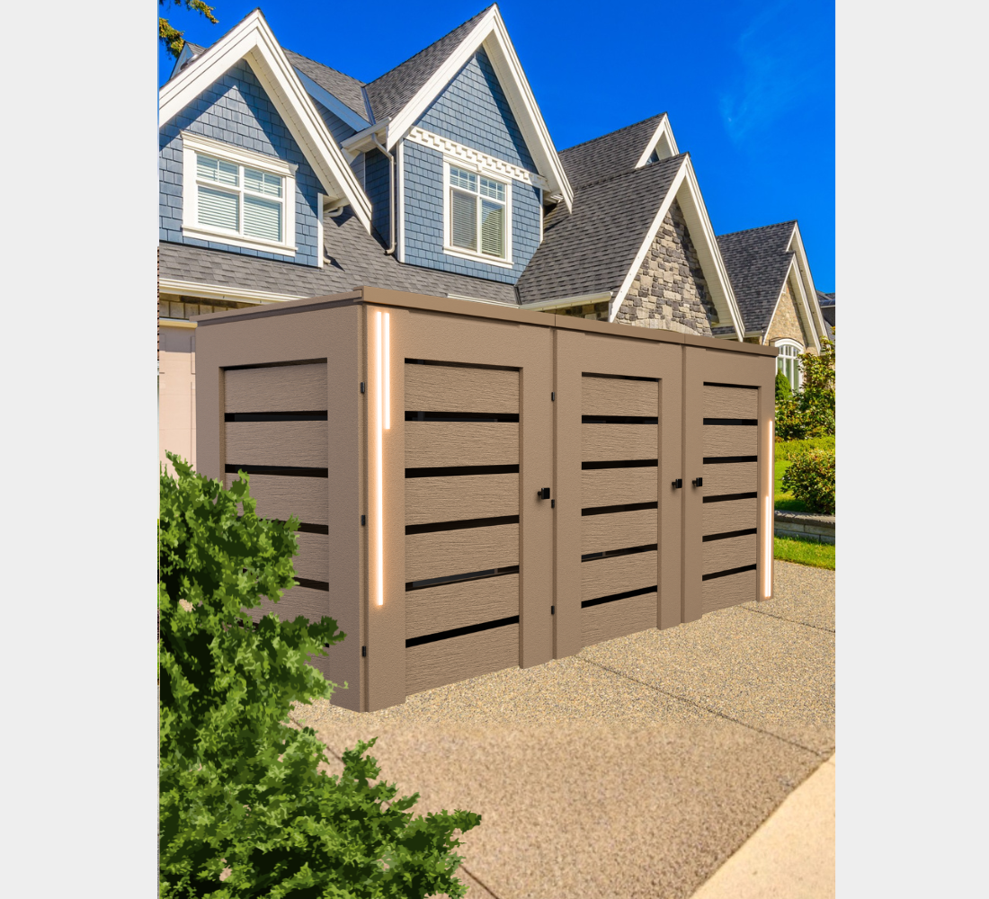 PVC-LED / Trash Can Enclosure for 3 Bins